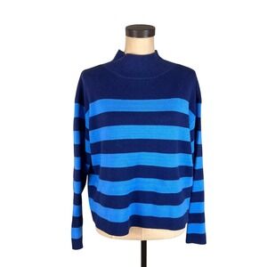 Maeve Anthropologie Blue Striped‎ Mock Neck Sweater OB1237136 XS